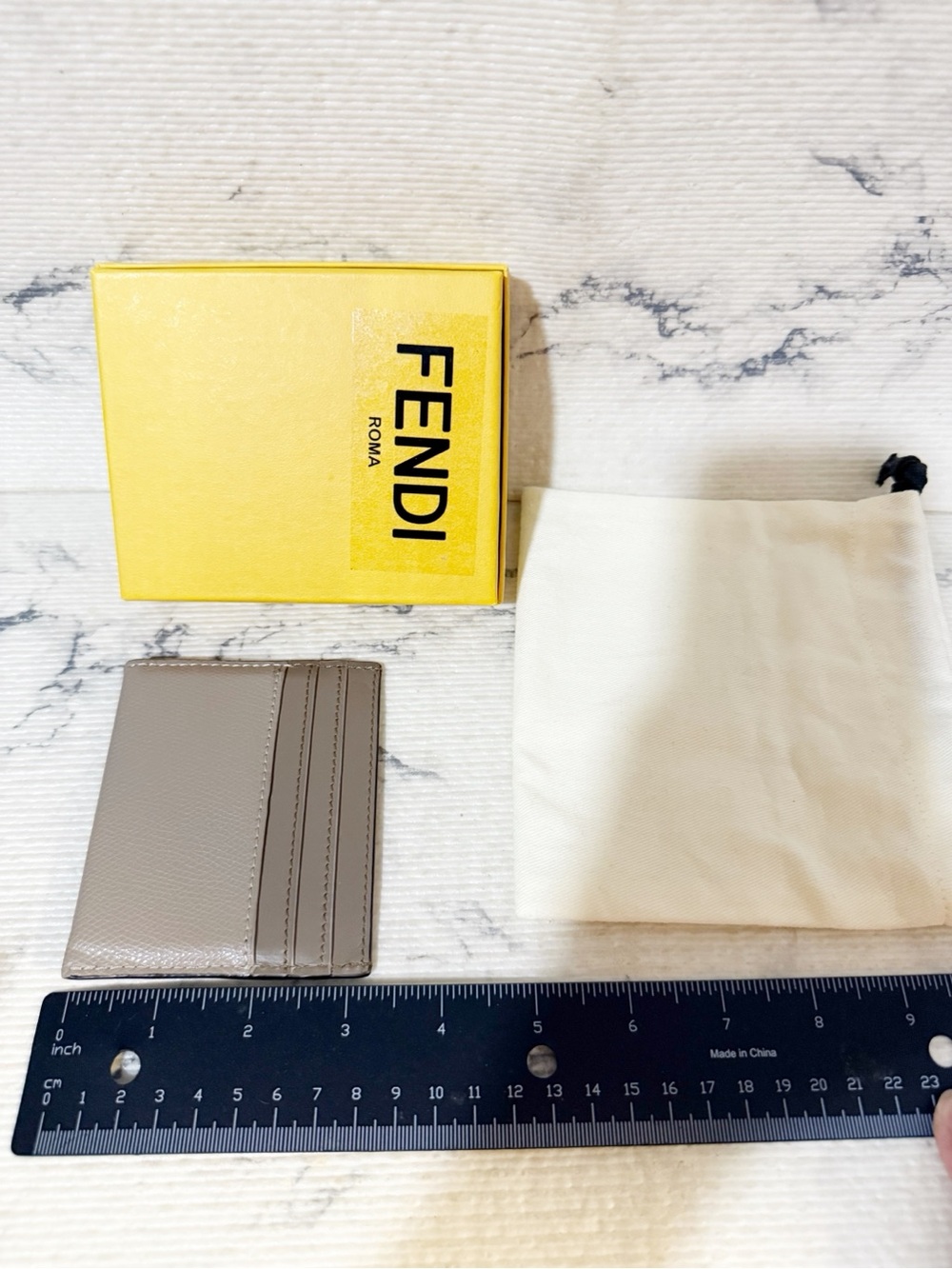 Fendi FF Diamonds Card Case Two-tone Leather Gray Card Holder - Picture 14 of 14
